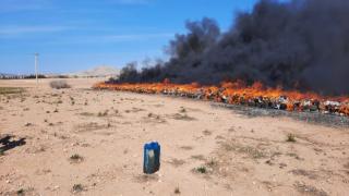 وجدة..لحظة احراق 7 طن من الشيرا