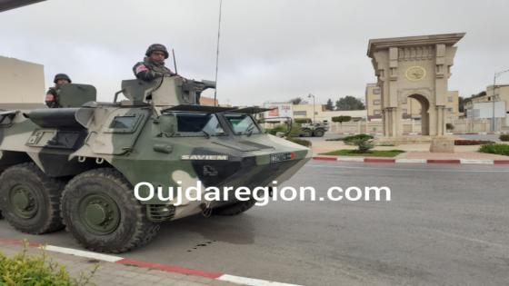 شاهدوا صباح اليوم بوجدة مراقبة مشددة وتواجد مدرعات الجيش