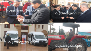 صوت وصور..عامل جرادة يوزع آليات فلاحية على ذوي الحقوق وسيارتين لنقل مرضى القصور الكلوي