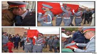 شاهدوا بوجدة اجواء الحزن في تشييع الدركي ضحية حادثة سير بحضور رسمي